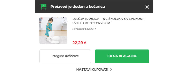 proizvod je dodan u košaricu