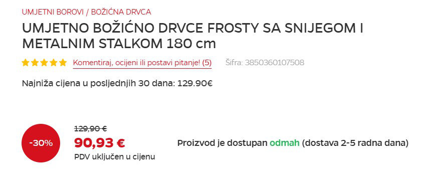 Najniža cijena u posljednjih 30 dana