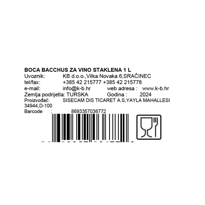 BOCA BACCHUS ZA VINO STAKLENA 1L