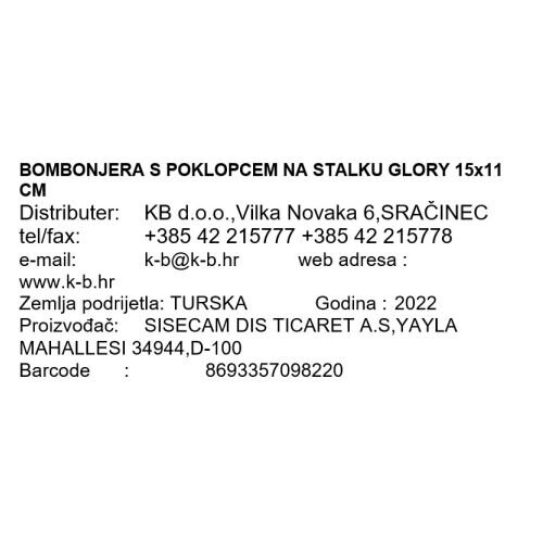BOMBONIERA S POKLOPCEM NA STALKU 15 CM GLORY