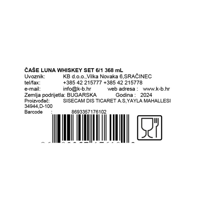 ČAŠE LUNA WHISKEY SET 6/1 370 mL