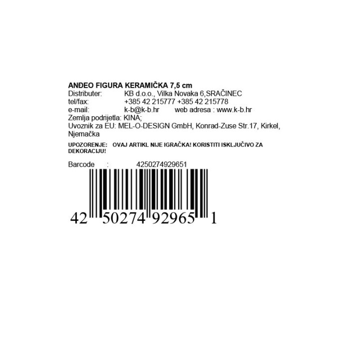 ANĐEO FIGURA KERAMIČKA 7 CM
