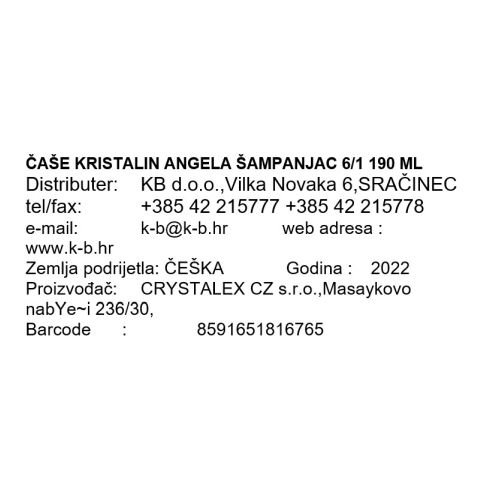 ČAŠE KRISTALIN ŠAMPANJAC 6/1 190 ML ANGELA