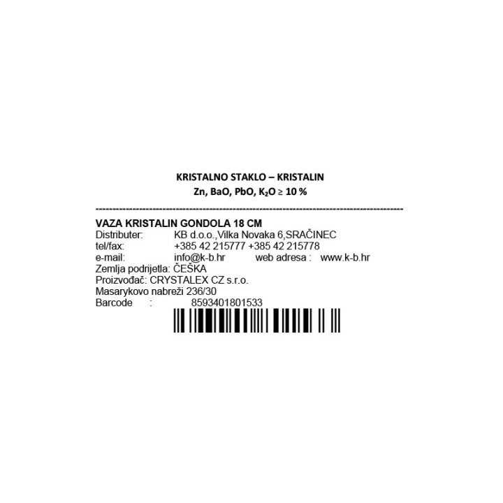 VAZA KRISTALIN 18 CM GONDOLA