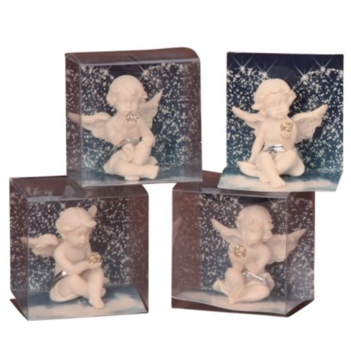 ANĐEO FIGURA S GLITER KUGLOM 5 CM U TRANSPARENTNOJ KUTIJI