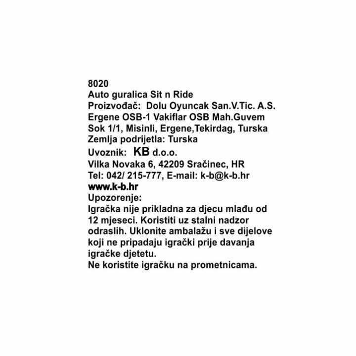 DJEČJA GURALICA - AUTO CRVENI SIT'N RIDE