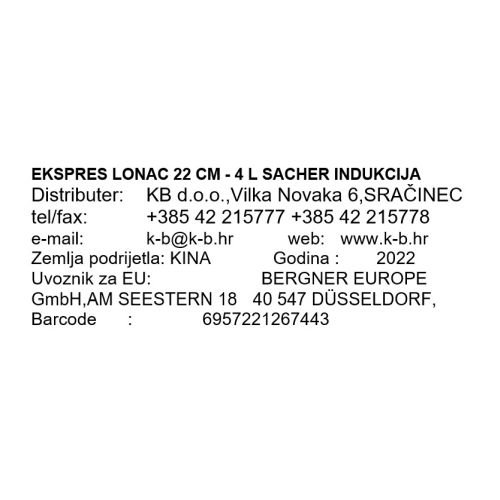EKSPRES LONAC 22 CM - 4 L SACHER INDUKCIJA