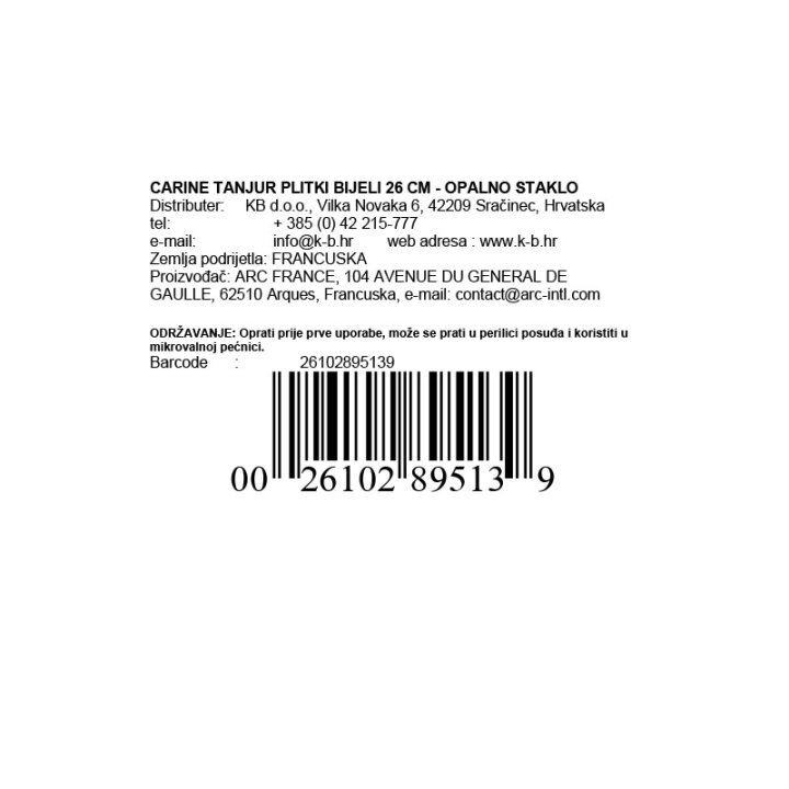 CARINE TANJUR PLITKI 26 CM BIJELI