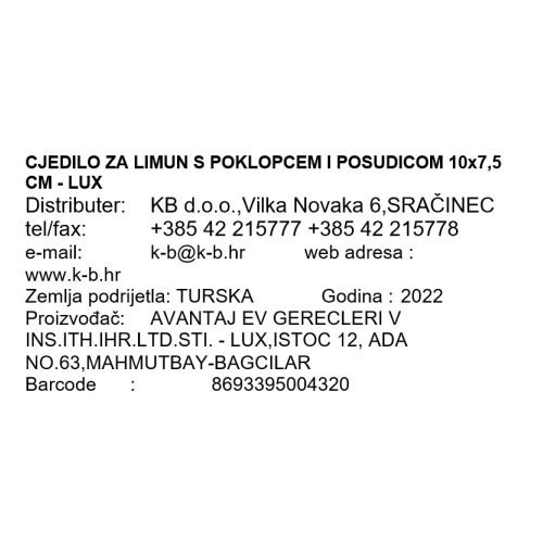 CJEDILO ZA LIMUN S POKLOPCEM I POSUDICOM 10x7,5 CM - LUX