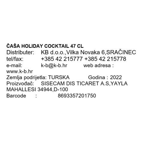 ČAŠA HOLIDAY COCKTAIL 47 CL