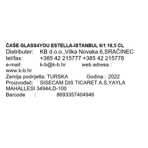 ČAŠE GLASS4YOU ESTELLA-ISTANBUL 6/1 18,5 CL
