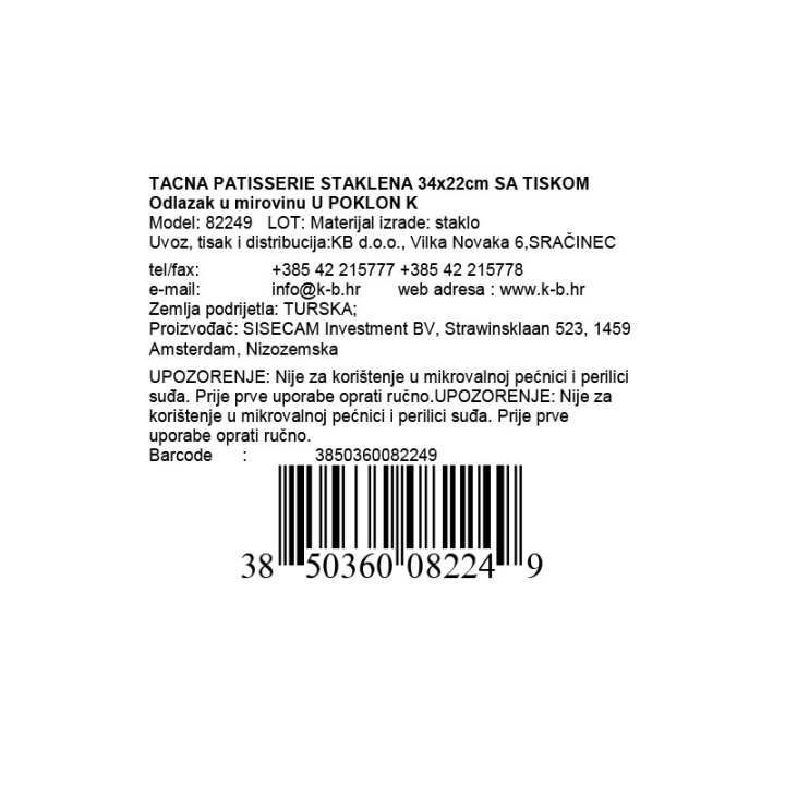 TACNA PATISSERIE STAKLENA S TISKOM Odlazak u mirovinu U POKLON KUTIJI