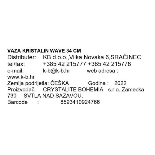 VAZA KRISTALIN WAVE 34 CM