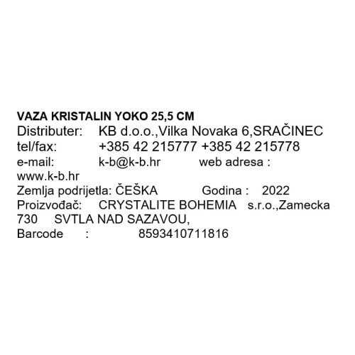 VAZA KRISTALIN YOKO 25,5 CM