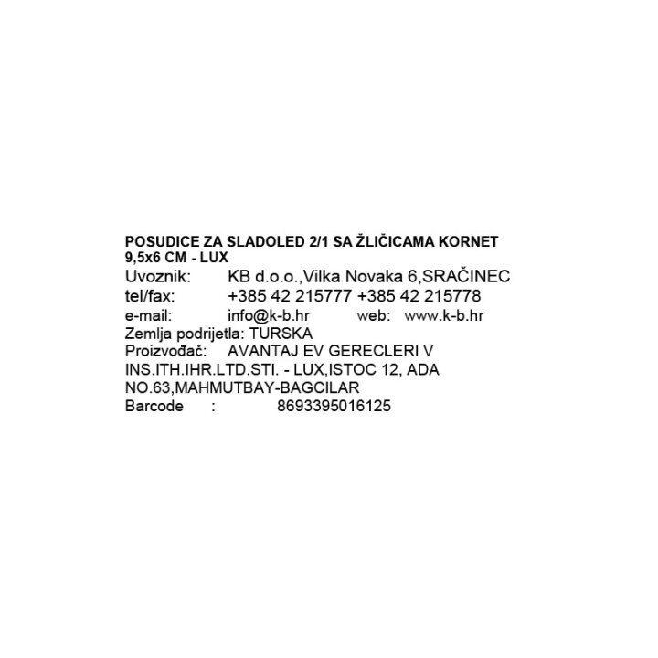 POSUDICE ZA SLADOLED 2/1 SA ŽLIČICAMA KORNET 9,5x6 CM - LUX