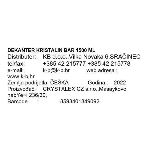 DEKANTER KRISTALIN BAR 1500 ML