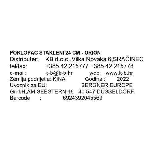 STAKLENI POKLOPAC 24 CM - ORION
