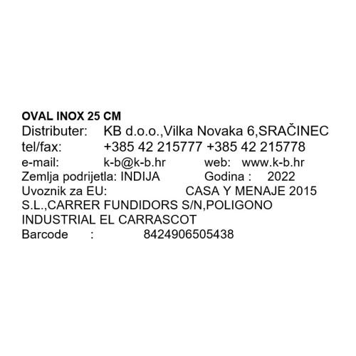 OVAL INOX 25 CM