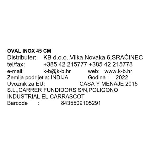 OVAL INOX 45 CM