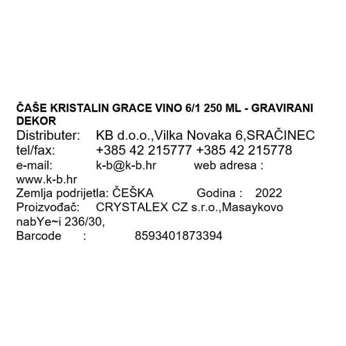 ČAŠE KRISTALIN GRACE VINO 6/1 250 ML