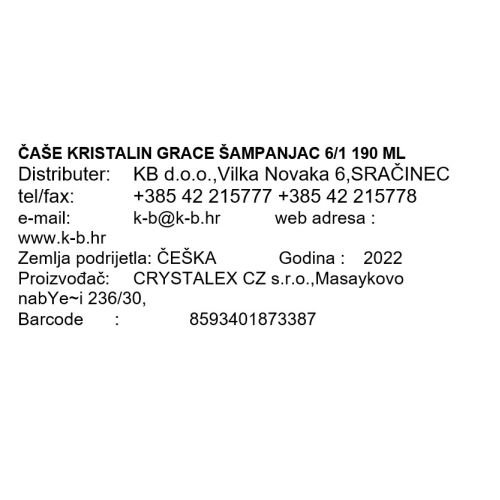 ČAŠE KRISTALIN GRACE ŠAMPANJAC 6/1 190 ML