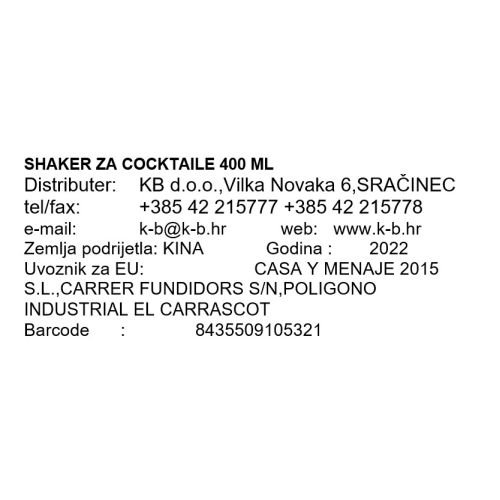 SHAKER ZA COCKTAILE 400 ML