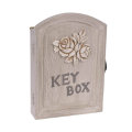 Ormarić za ključeve drveni, bež-bijela boja s dekoracijom ruže