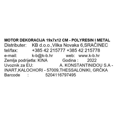MOTOR DEKORACIJA 19x7x12 CM - POLYRESIN I METAL
