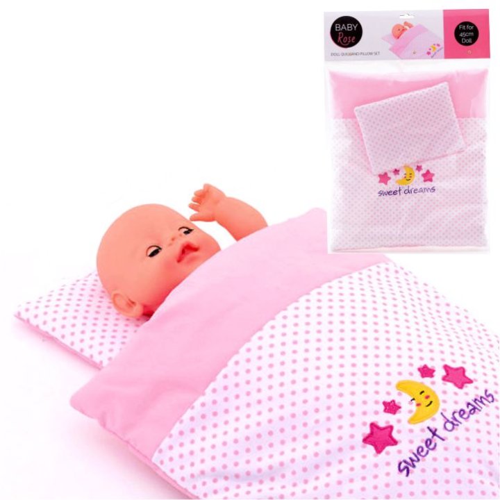 Prekrivač i jastuk za lutke 35x32 CM - Baby Rose