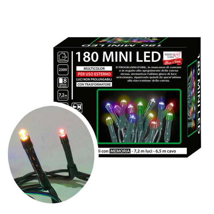 Žaruljice za bor mini LED 180/1 multicolor s funkcijama vanjske