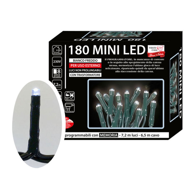 Žaruljice za bor mini LED 180/1 hladno bijele s funkcijama vanjske