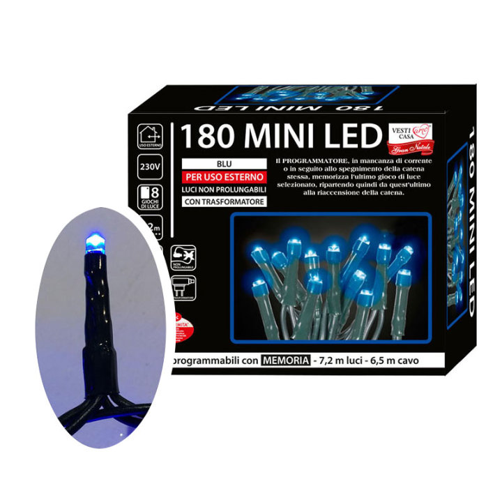 Žaruljice za bor mini LED 180/1 plave s funkcijama vanjske
