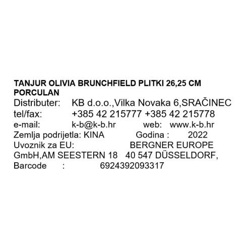 TANJUR OLIVIA BRUNCHFIELD PLITKI 26,25 CM PORCULAN