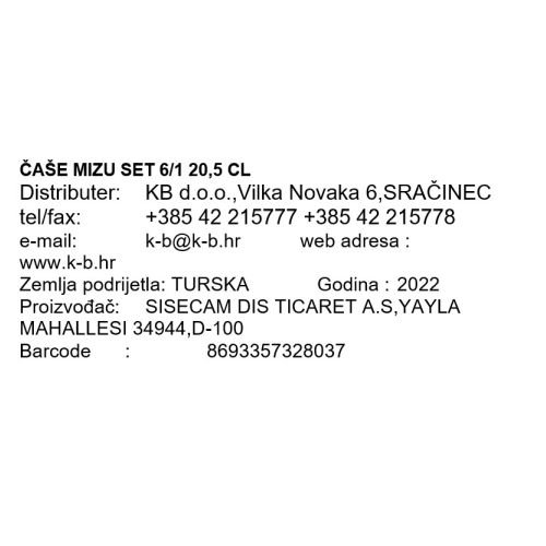 ČAŠE MIZU SET 6/1 205 ML