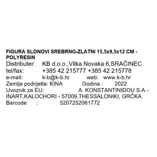 FIGURA SLONOVI SREBRNO-ZLATNI 15,5x9,5x12 CM - POLYRESIN