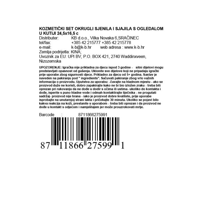 KOZMETIČKI SET OKRUGLI SJENILA I SJAJILA S OGLEDALOM