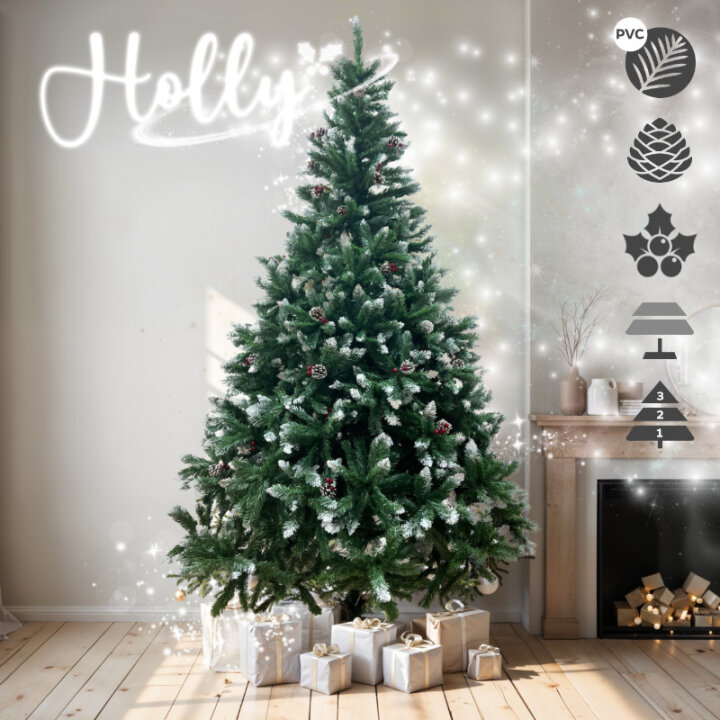 BOŽIĆNO DRVCE SA ČEŠERIMA HOLLY - METALNI STALK 240 CM