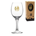 ČAŠA ZA VINO S TISKOM Zlatnih 50 U POKLON KUTIJI