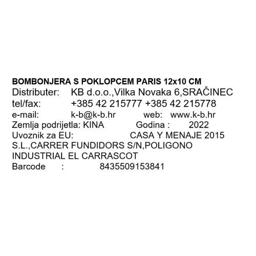 BOMBONJERA S POKLOPCEM PARIS 12x10 CM