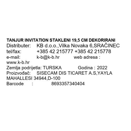 TANJUR INVITATION STAKLENI 19,5 CM DEKORIRANI