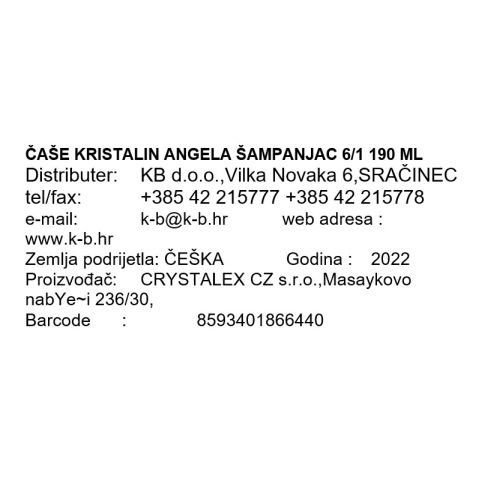 ČAŠE KRISTALIN ANGELA ŠAMPANJAC 6/1 190 ML