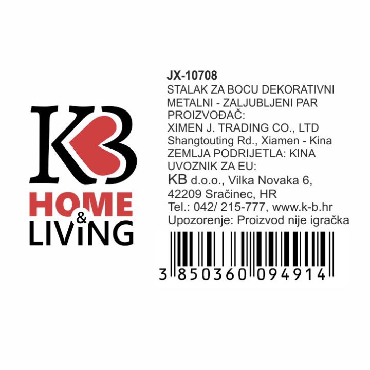 STALAK ZA VINO METALNI - ZALJUBLJENI PAR