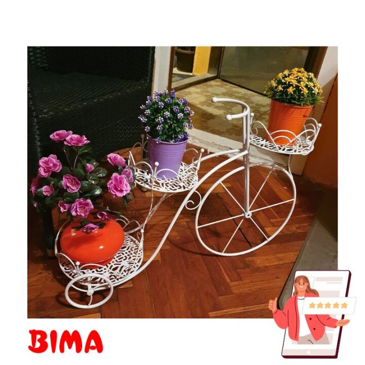STALAK ZA CVIJEĆE TRICIKL METALNI ZA 3 TEGLE 75x25x45 CM