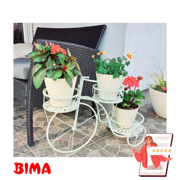 STALAK ZA CVIJEĆE TRICIKL METALNI ZA 3 TEGLE 75x25x45 CM