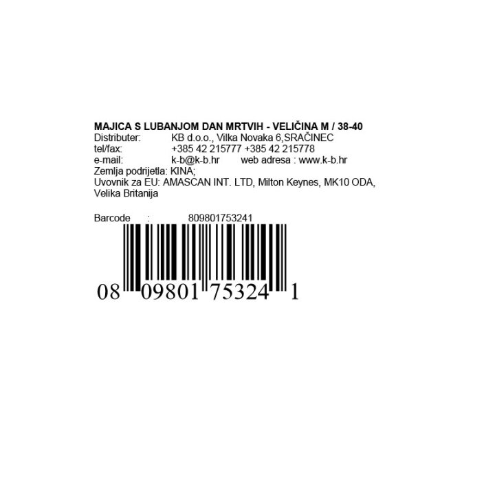 MAJICA S LUBANJOM DAN MRTVIH - VELIČINA M / 38-40