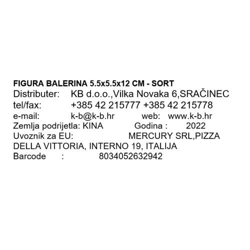 FIGURA BALERINA 5.5x5.5x12 CM - SORT