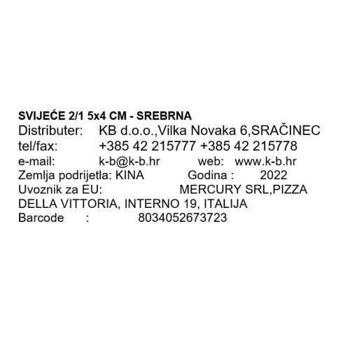 SVIJEĆE 2/1 5x4 CM - SREBRNA