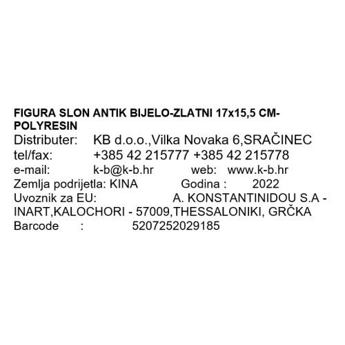 FIGURA SLON ANTIK BIJELO-ZLATNI 17x15,5 CM - POLYRESIN