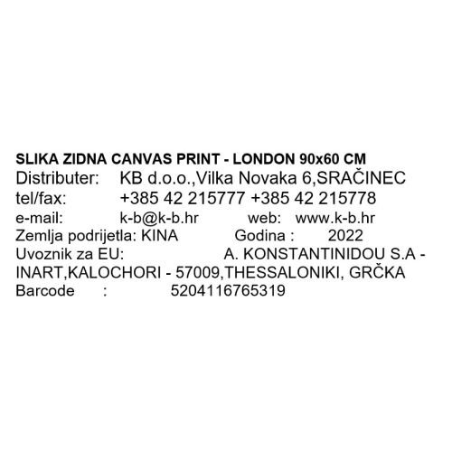SLIKA ZIDNA CANVAS PRINT - LONDON 90x60 CM