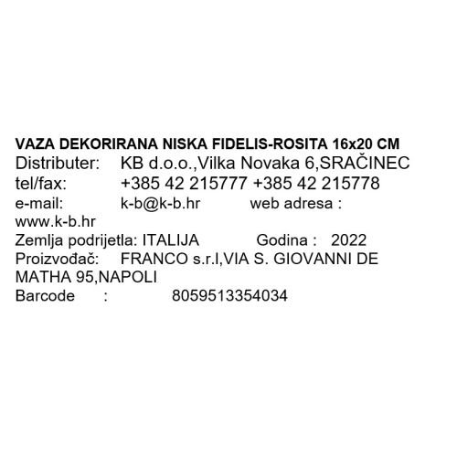 VAZA DEKORIRANA NISKA FIDELIS-ROSITA 16x20 CM